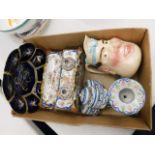 A boxed quantity of French faience including an in