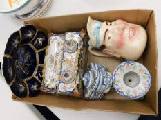 A boxed quantity of French faience including an in