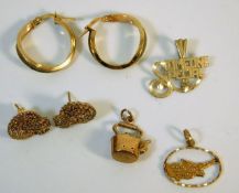 A quantity of 9ct & yellow metal items 6.2g