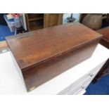 A 19thC. mahogany box 21.5in x 9.5in x 8.25in