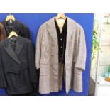 A vintage tweed overcoat with Eton velvet waistcoa