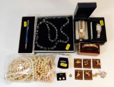 A quantity of mixed costume items including gold p