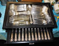 A King's pattern silver plated cutlery set