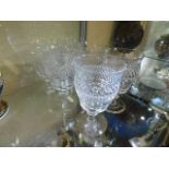 A set of six cut glass crystal wine glasses