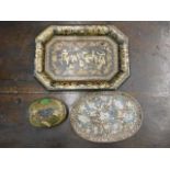 A lacquerware tray & similar items