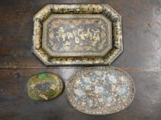 A lacquerware tray & similar items