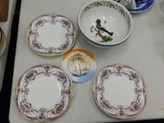 Three antique Adderley's porcelain plates, an art