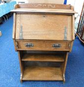 A slimline oak bureau bookcase