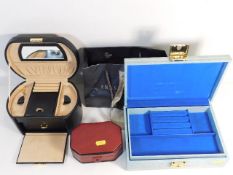 Three jewellery boxes & other items