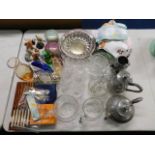 A quantity of mixed cut glass, plated ware & sundr