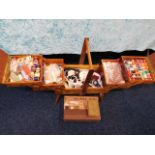 A sewing box with contents & other related items