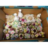 A boxed quantity of mostly floral porcelain orname