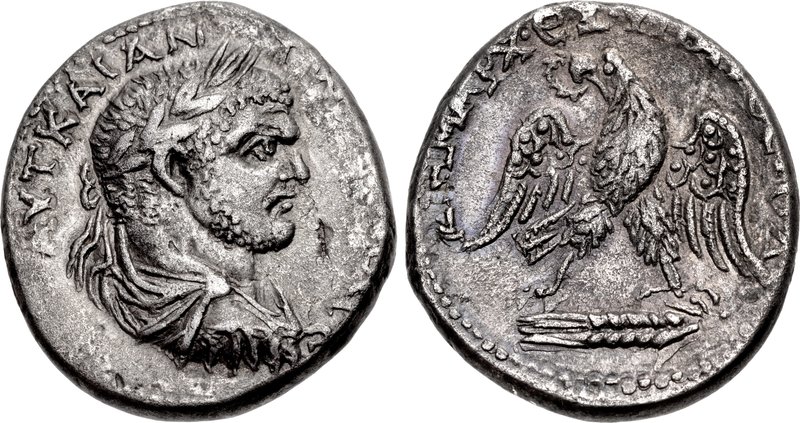 CYPRUS, Uncertain. Caracalla. AD 198-217. AR Tetradrachm (26mm, 13.94 g, 12h). Struck AD 215-217.