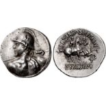 BAKTRIA, Greco-Baktrian Kingdom. Eukratides I Megas. Circa 170-145 BC. AR Tetradrachm (33mm, 16.96