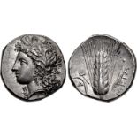 LUCANIA, Metapontion. Circa 330-290 BC. AR Nomos (20mm, 7.91 g, 8h). Head of Demeter left, wearing