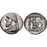 KINGS of PARTHIA. Mithradates II. 121-91 BC. AR Drachm (21mm, 3.96 g, 12h). Ekbatana mint. Struck