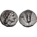 LUCANIA, Metapontion. Circa 290-280 BC. AR Nomos (21mm, 7.82 g, 1h). Head of Demeter right,