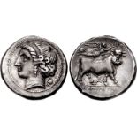 CAMPANIA, Neapolis. Circa 275-250 BC. AR Nomos (22.5mm, 7.36 g, 12h). Head of nymph left, hair