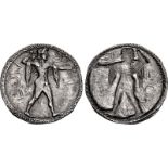 LUCANIA, Poseidonia. Circa 530-500 BC. AR Nomos (29mm, 7.37 g, 12h). Poseidon, beardless and nude