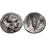 LUCANIA, Metapontion. Punic occupation. Circa 215-207 BC. AR Half Shekel – Drachm (18mm, 3.63 g,