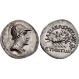 BAKTRIA, Greco-Baktrian Kingdom. Eukratides I Megas. Circa 170-145 BC. AR Tetradrachm (31mm, 16.95