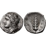 LUCANIA, Metapontion. Circa 330-290 BC. AR Nomos (20mm, 7.91 g, 11h). Head of Demeter left,