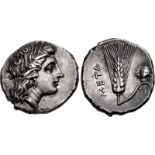 LUCANIA, Metapontion. Circa 290-280 BC. AR Nomos (22mm, 7.89 g, 11h). Head of Demeter right, wearing