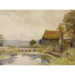 Claude Hayes (1852-1922) - Watercolour - 'An Old Water Mill', unsigned, attributed and entitled