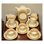 Wilkinson's Art Deco design coffee set comprising: Bonjour shaped teapot, cream jug and sugar basin,