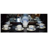 Royal Adderley 'Cornflower' pattern coffee pot, six cups and saucers Condition: