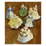 Six Royal Doulton figures - Ninette HN.2379, The Last Waltz HN.2315, Meditation HN.2330, Elegance