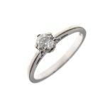 9ct white gold solitaire diamond ring, size L½, 2.4g approx Condition: