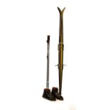 Pair of vintage 1960's period Scl 'Dart skis', together with leather ski boots and poles (3)