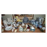 Assorted ceramics and glass to include; a group of Hong Kong decorated ceramics, blue transfer