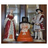 Early 20th Century ceramic character jug modelled as a lady wearing a Welsh hat, together with a