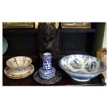 Assorted collectables to include; Victorian printed and painted 'Aviary' pattern bowl decorated with