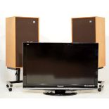 Panasonic Viera 31" LCD TV, together with a pair of Wharfedale floor-standing speakers, Panasonic