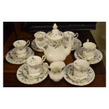 Royal Albert 'Brigadoon' pattern coffee service for six settings comprising: coffee pot, milk jug,