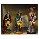 Three Royal Doulton figures - The Jester HN.2016 No.946/2500, with certificate, The Mask Seller HN.