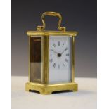 Brass cased carriage clock, the white enamel dial with Roman numerals Condition: