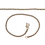 Bi-colour 9ct gold rope design neck chain and en-suite bracelet, 3g gross approx Condition: