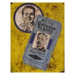 Advertising Interest - Double-sided tinplate sign promoting Gillette Blades, 51cm x 38cm Condition: