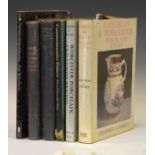 Books - Six antique reference books relating to ceramics to include; Geoffrey A. Godden, 'Caughley &