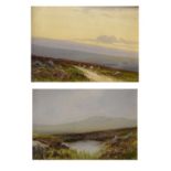 Reginald Sherrin - Pair of watercolours - Moorland landscapes with sheep and cattle respectively,