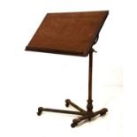 Victorian cast iron adjustable reading/music stand, Carters London with inclining wooden ledge on