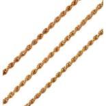 9ct gold rope design neck chain and a similar 9ct gold bracelet, 8g gross approx Condition: