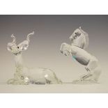 Swarovski crystal reclining antelope and a rearing horse (2) Condition: