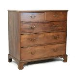 19th Century mahogany chest of two short and three long graduated drawers having brass swan neck