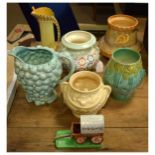 Seven items of Burleigh Ware pottery to include; 50th Anniversary commemorative gypsy caravan
