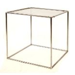 Modern glass-top coffee/occasional table with tubular metal cuboid frame Condition: